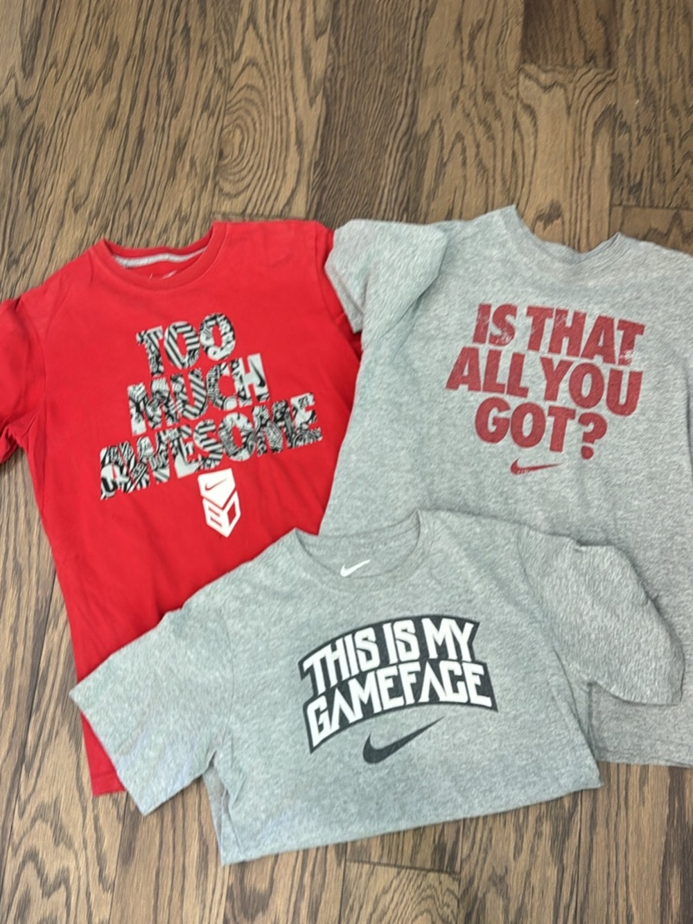 Nike Kids Red & Gray Graphic Tees - Set of 3